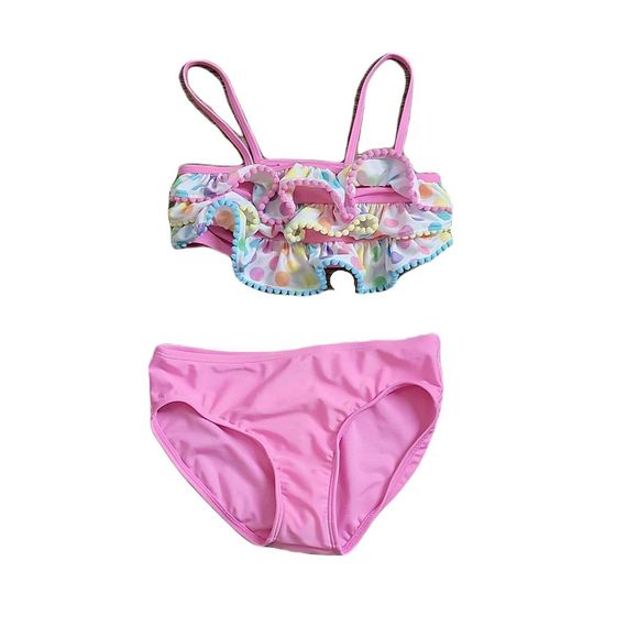 Cat & Jack Girl's Bikini 2 Piece Swimsuit ~ Sz L (10-12) ~ Pink ~ Polka Dots - Picture 1 of 6